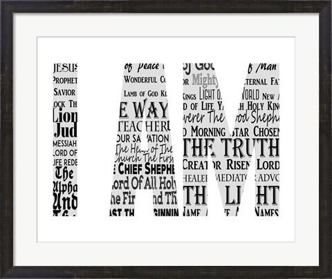 Framed Names of Jesus I AM Silhouette White Print