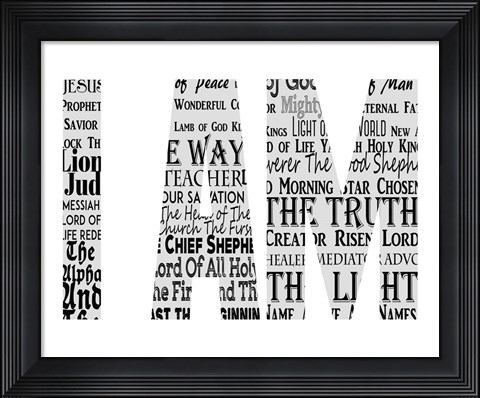 Framed Names of Jesus I AM Silhouette White Print