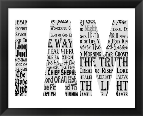 Framed Names of Jesus I AM Silhouette White Print