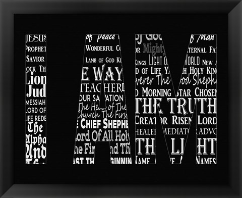 Framed Names of Jesus I AM Silhouette Black Print