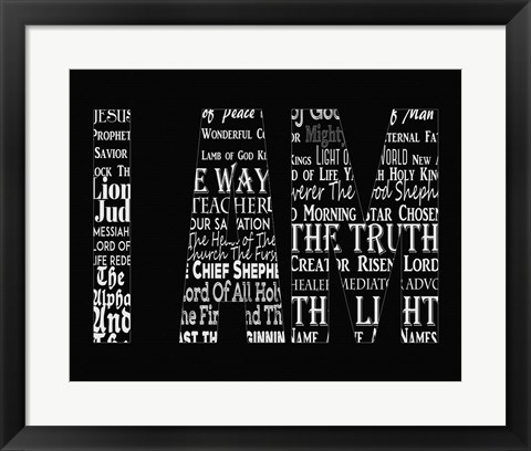 Framed Names of Jesus I AM Silhouette Black Print
