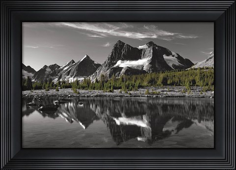 Framed Amethyst Lake Reflection BW with Color Print