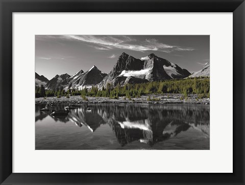 Framed Amethyst Lake Reflection BW with Color Print