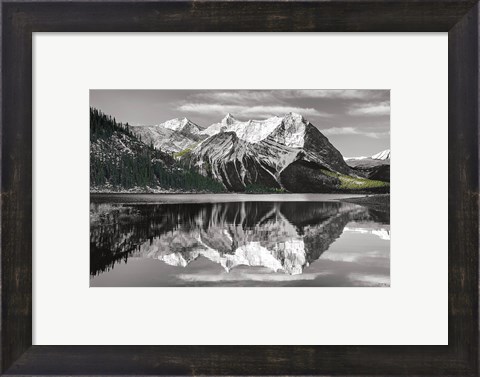 Framed Kananaskis Lake Reflection BW with Color Print