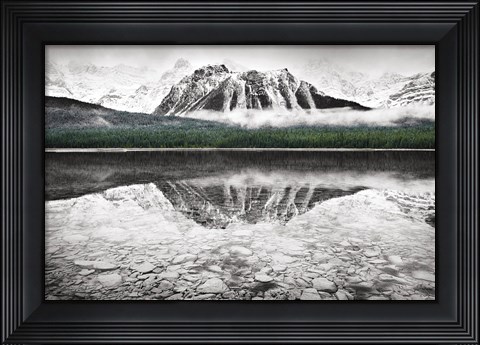 Framed Waterfowl Lake I BW with Color Print