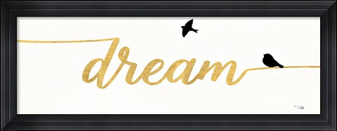 Framed Birds on Words III Gold Print