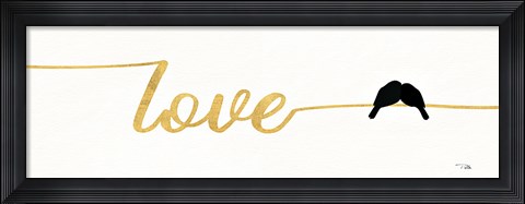 Framed Birds on Words I Gold Print