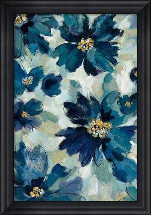 Framed Inky Floral I Print