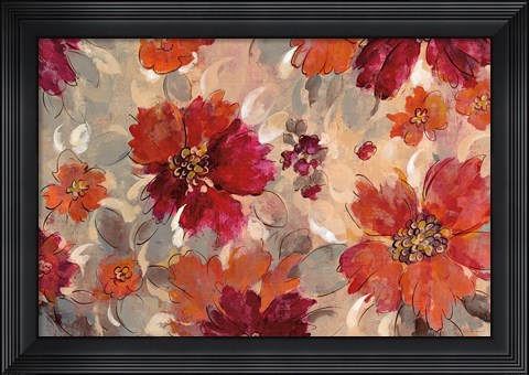 Framed Magenta and Coral Floral Print
