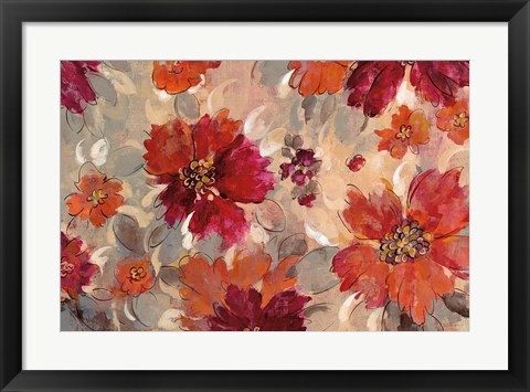 Framed Magenta and Coral Floral Print