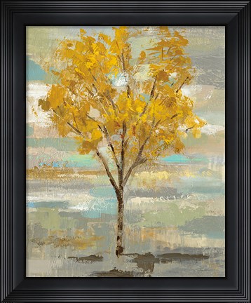 Framed Golden Tree and Fog I Print