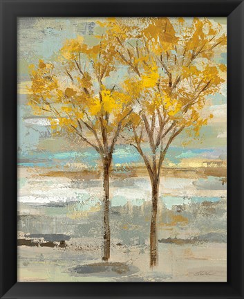 Framed Golden Tree and Fog II Print