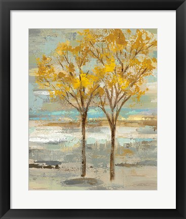 Framed Golden Tree and Fog II Print