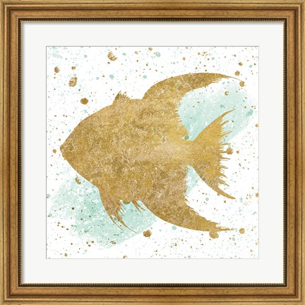 Framed Silver Sea Life Aqua Fish Print