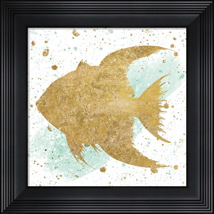 Framed Silver Sea Life Aqua Fish Print