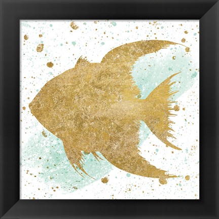 Framed Silver Sea Life Aqua Fish Print