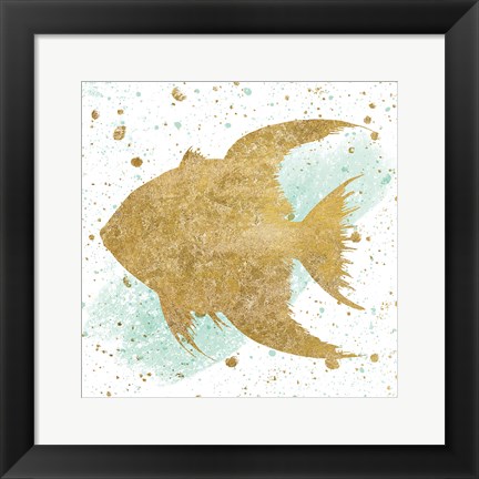 Framed Silver Sea Life Aqua Fish Print