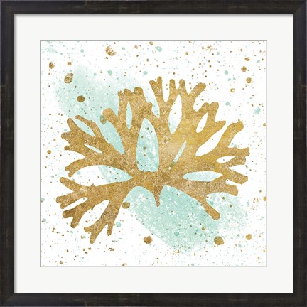 Framed Silver Sea Life Aqua Coral Print