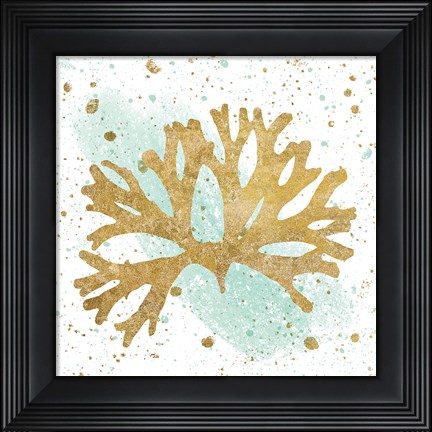 Framed Silver Sea Life Aqua Coral Print