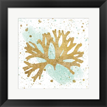 Framed Silver Sea Life Aqua Coral Print