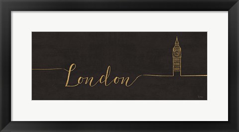 Framed Underlined Cities III Black Print