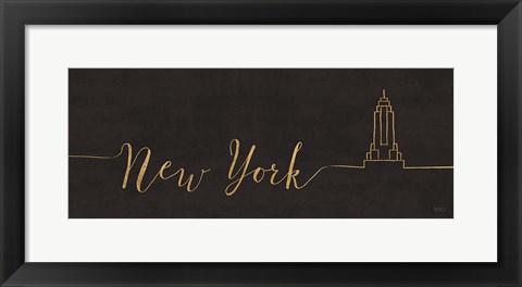 Framed Underlined Cities II Black Print