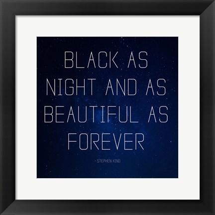 Framed Black as Night - Stephen King Quote Print