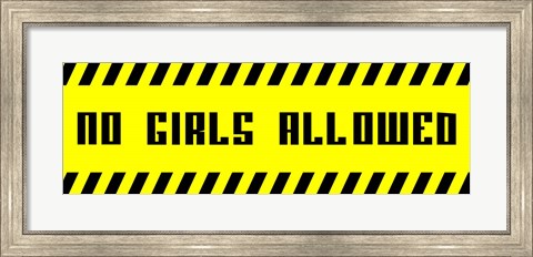 Framed No Girls Allowed - Yellow Panoramic Print