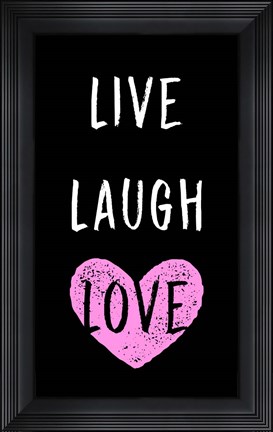 Framed Live Laugh Love - Black with Pink Heart Print