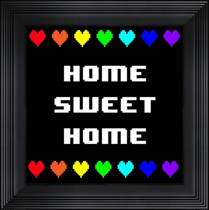 Framed Home Sweet Home -  Black with Pixel Hearts Print