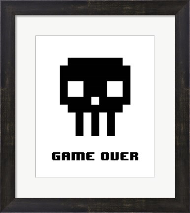 Framed Game Over  - Black Skull Print