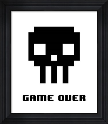 Framed Game Over  - Black Skull Print