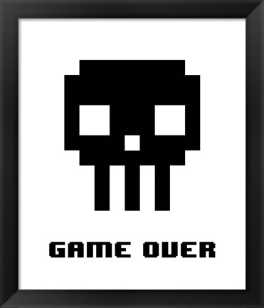 Framed Game Over  - Black Skull Print