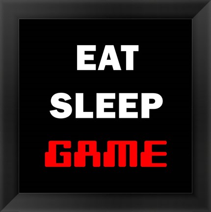 Framed Eat Sleep Game - Black Print