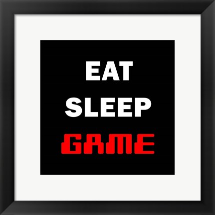 Framed Eat Sleep Game - Black Print