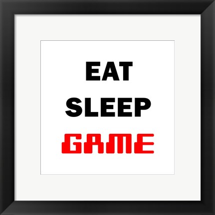 Framed Eat Sleep Game - White Print