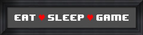 Framed Eat Sleep Game -  Gray Panoramic with Pixel Hearts Print