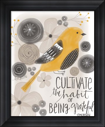 Framed Grateful Emerson Quote Print