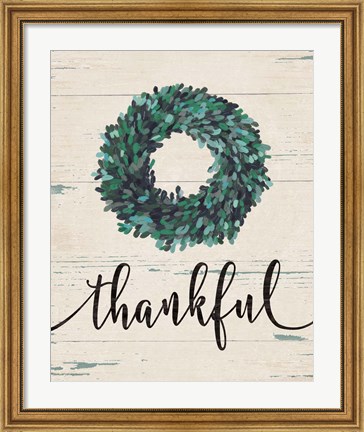Framed Thankful Wreath Print