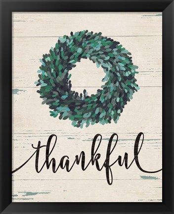 Framed Thankful Wreath Print