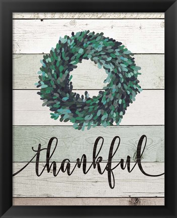 Framed Thankful Wreath II Print