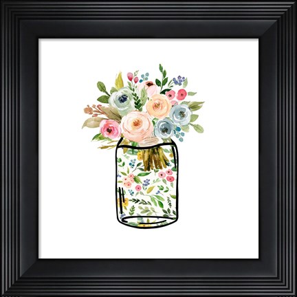 Framed Mason Jar Bouquet Print