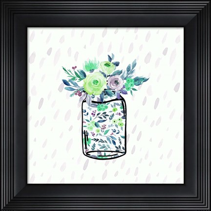 Framed Mason Jar Florals Print