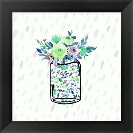 Framed Mason Jar Florals Print