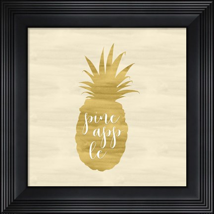 Framed Gold Pineapple Square Print