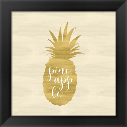 Framed Gold Pineapple Square Print