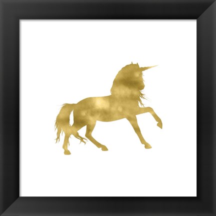 Framed Gold Unicorn Square Print