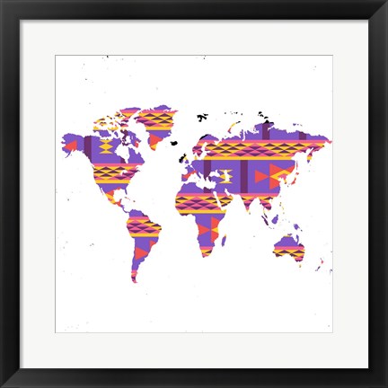 Framed World Map Tribal Print