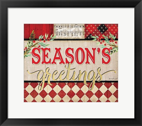 Framed Season&#39;s Greetings Plaid Print