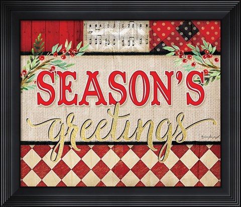 Framed Season&#39;s Greetings Plaid Print